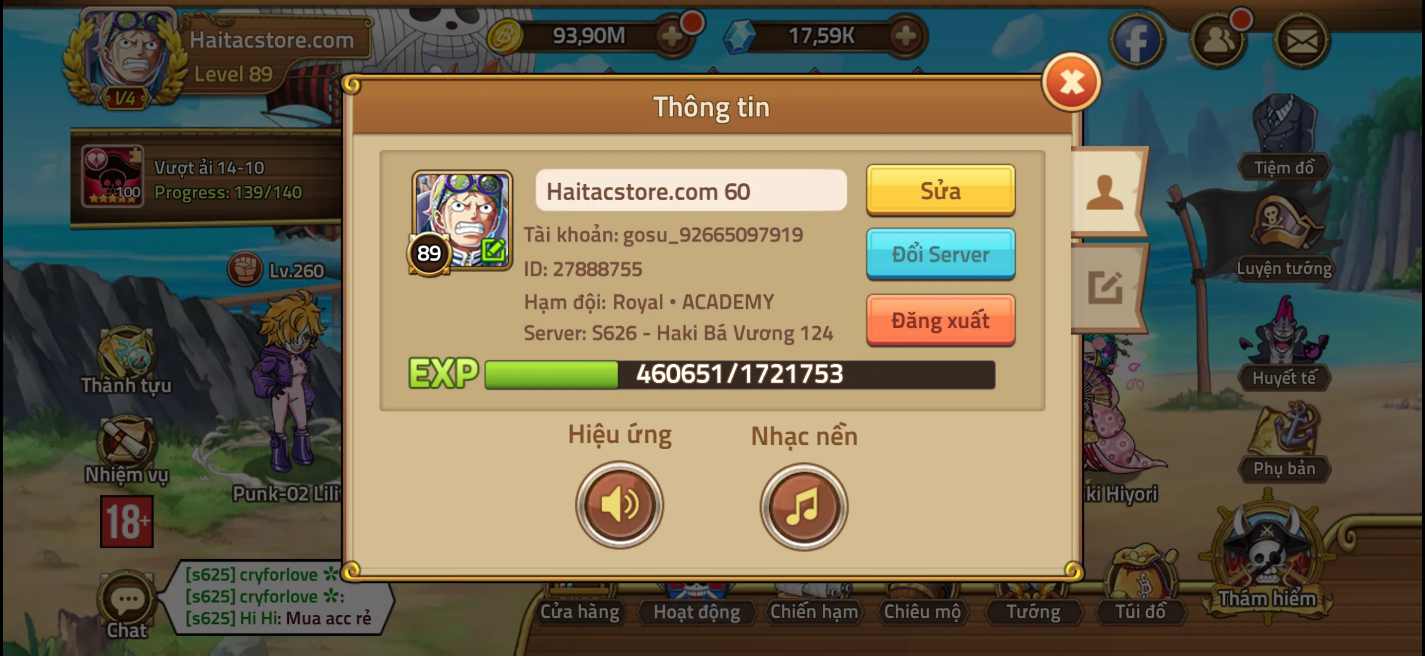 Sever mới, team chuẩn meta