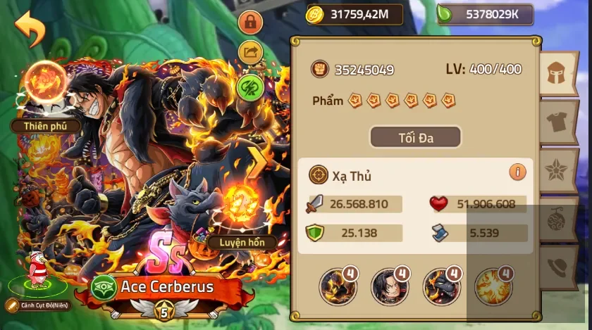 lực khủng, 20G4,  trái, pet album max ping, hơn 32k tt, ace limited E5 Lv 400, bv đỏ bao la, 2 bv vip nhẫn hoa, điểu sư