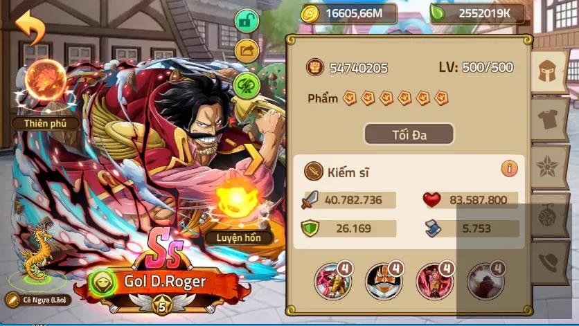 Top sever, 3 avatr nạp cực đẹp.  Pet cực cực khủng, cá ngựa lão 6s, nhiều pet SS tốc 7s. Roger Max thiên phú cuối 40m công cực ngon, Tặng kèm cho ae con acc bên 571 khá ngon, roger Lv 450