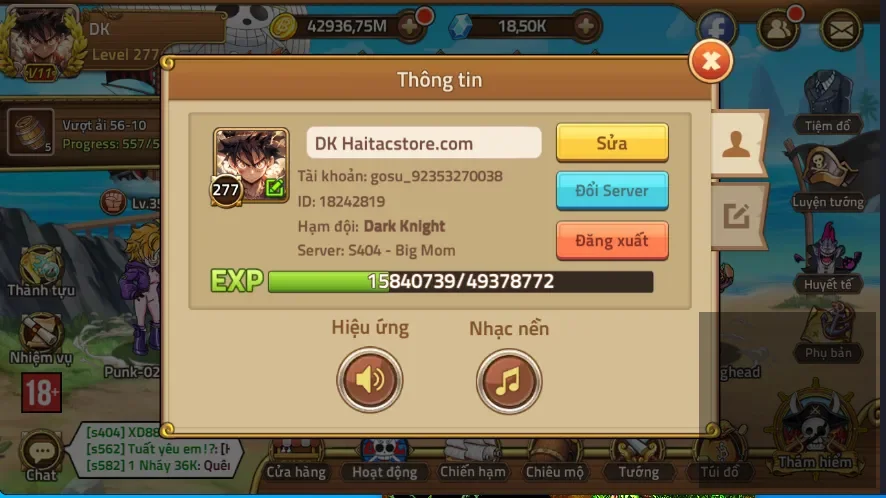 top sv fukl mũ cụm, cụm cực nhiều trùm hot, team 900 tr lực, tướng chỉ số cực khủng, Album max cao, thông thạo gần như max, pet toàn SS 6,7 sao, trái nhiều ss, vega đỏ, vàng bao la, chỉ số cực đẹp. 2 tướng limited Ace, Mihawk. Bảo vật vip X1 buraikan, x2 nhẫn hoa