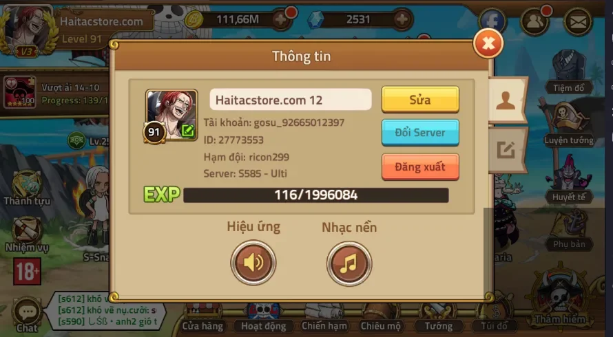 acc giá rẻ nhiều tướng mới